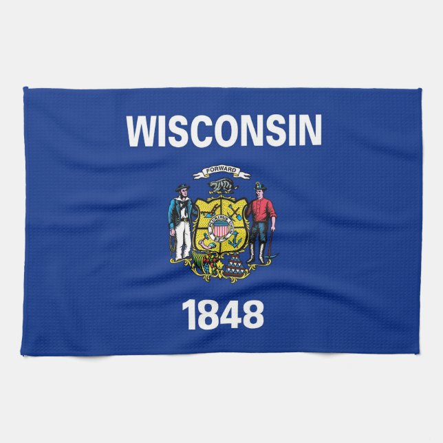 Serviette de cuisine avec Drapeau du Wisconsin, Ét (Horizontal)