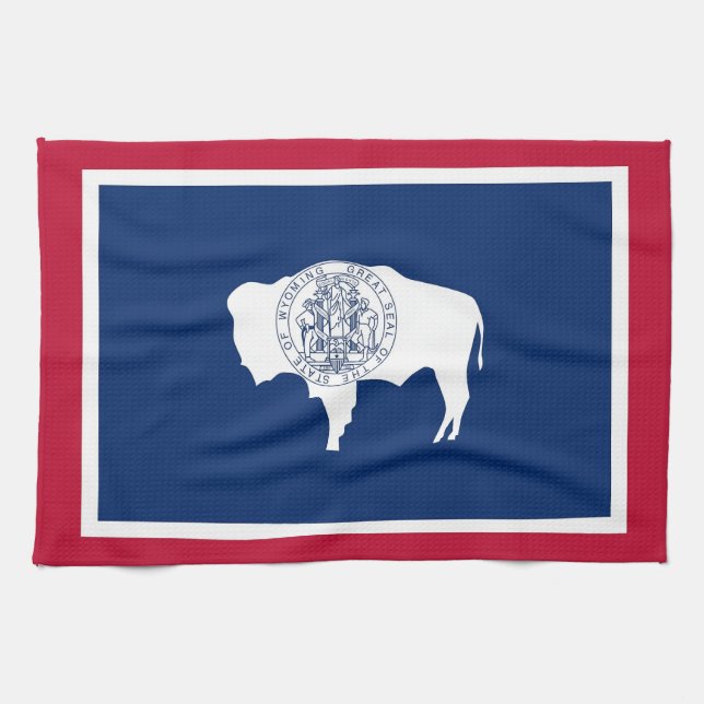 Serviette de cuisine avec Drapeau du Wyoming, État (Horizontal)