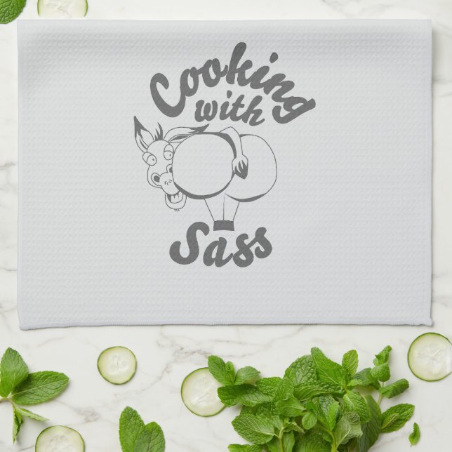 serviette de cuisine avec du sass gris doux (Plié)