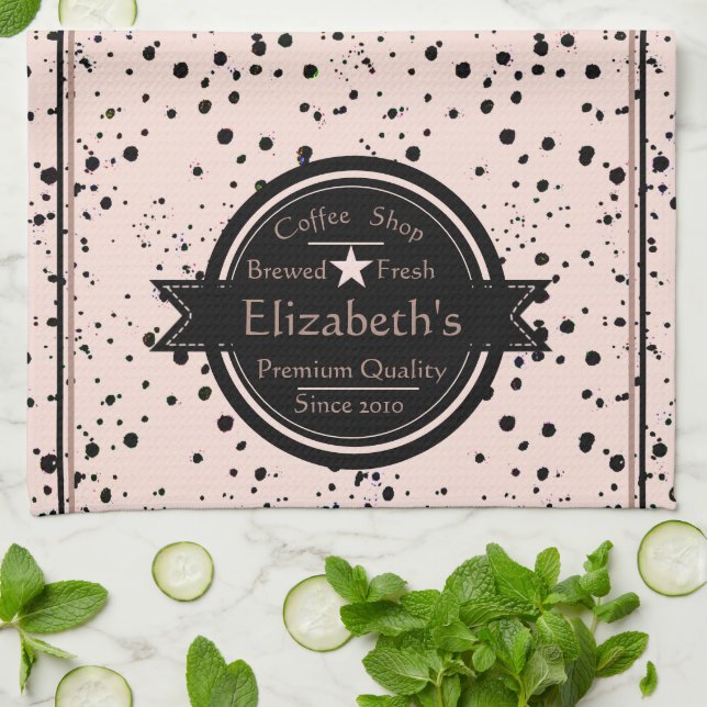 Serviette de cuisine avec logo de café personnalis (Plié)