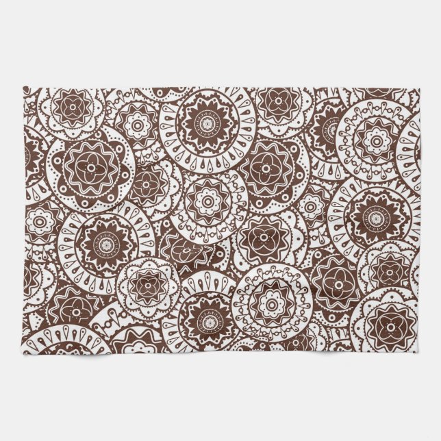 Serviette de cuisine avec l'ornement folklorique (Horizontal)
