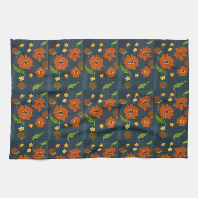 Serviette de cuisine avec motif floral (Horizontal)