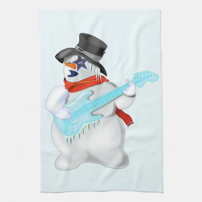 Serviette de cuisine avec Snowman Guitariste - Drô (Vertical)