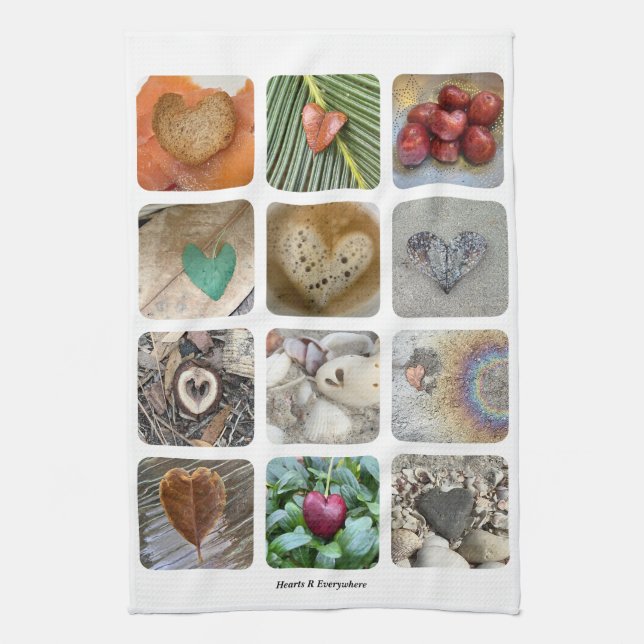 Serviette de cuisine avec une douzaine de coeurs (Vertical)
