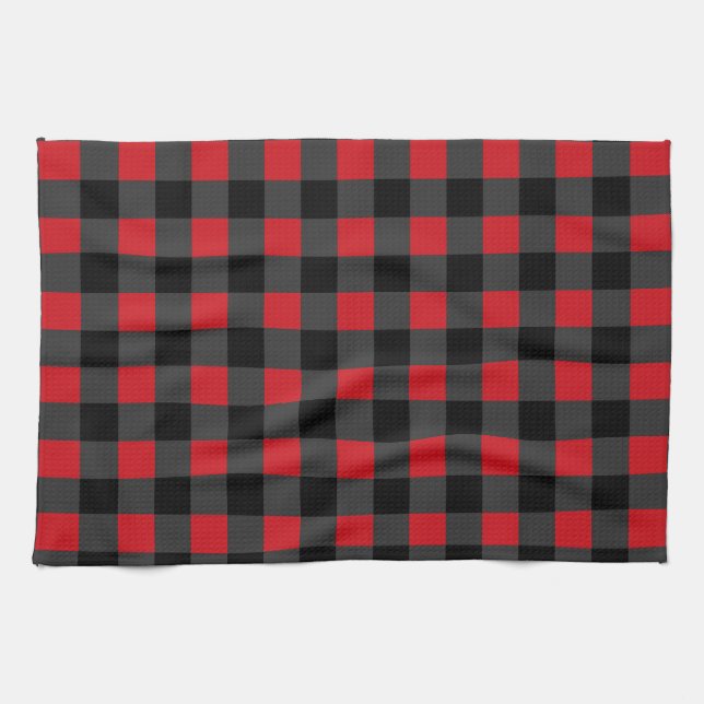 Serviette de cuisine Black Red Check - Conception  (Horizontal)