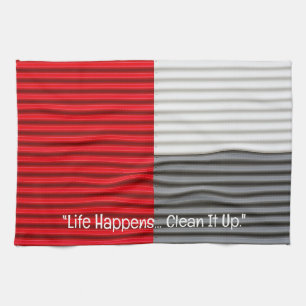 Serviette de cuisine blanche en gris rouge
