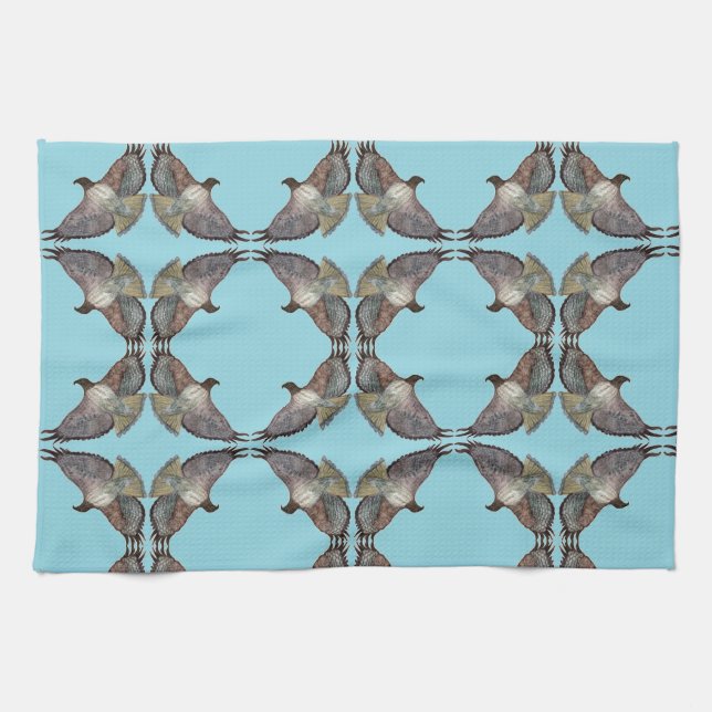 Serviette de cuisine bleu à l'épaule rouge (Horizontal)