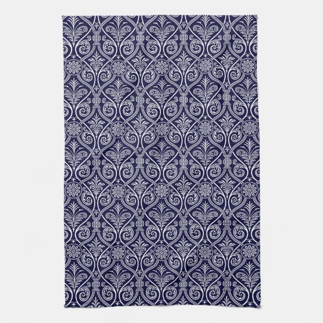 Serviette de cuisine bleu et blanc de la Marine (Vertical)