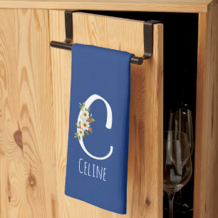 Serviette de cuisine bleu monogramme Cadeau de pen