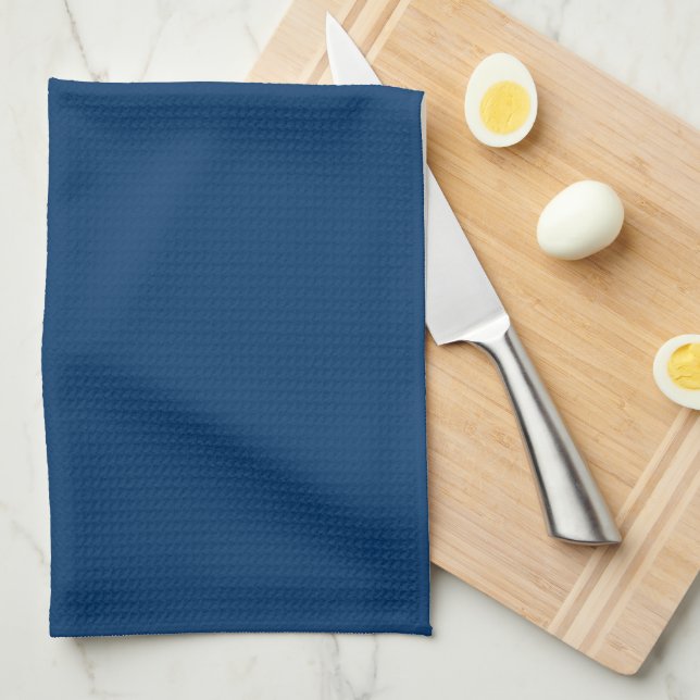 Serviette de cuisine bleu nuit personnalisée - Com (Quart Plié)