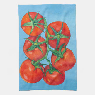Serviette de cuisine bleue aux tomates rouges