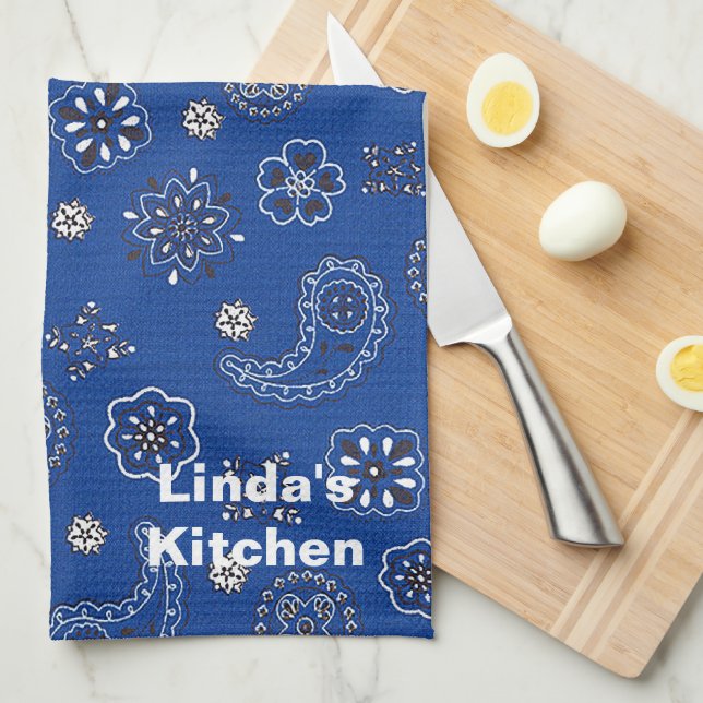 Serviette de cuisine bleue de Bandana (Quart Plié)