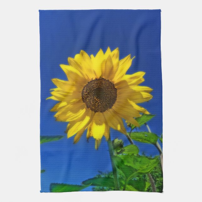Serviette de cuisine bleue de tournesol de N de (Vertical)