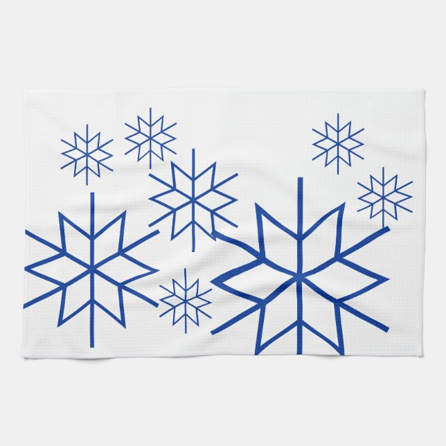 Serviette de cuisine - Blue Snowflakes (Horizontal)