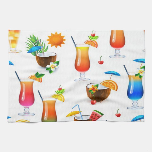 Serviette de cuisine / Boissons tropicales (Horizontal)