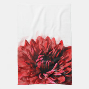 Serviette de cuisine Bold Dahlia Aquarelle Crimson