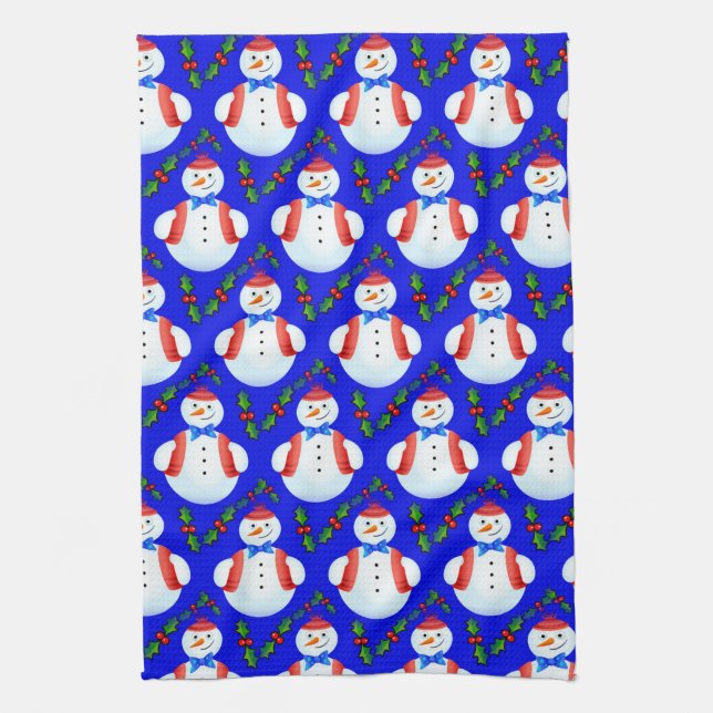 serviette de cuisine bonhomme de neige de noël (Vertical)
