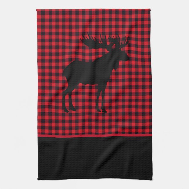 Serviette de cuisine-Buffalo Plaid-Moose (Vertical)