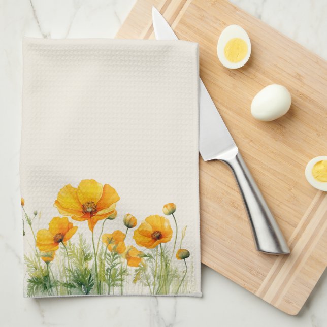 serviette de cuisine California Poppies (Quart Plié)