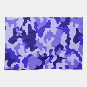Serviette de cuisine camouflage bleu océan
