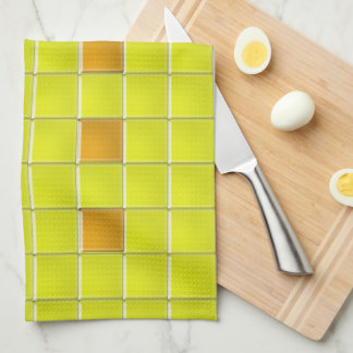 Serviette de cuisine - Carrés de mosaïque en Jaune