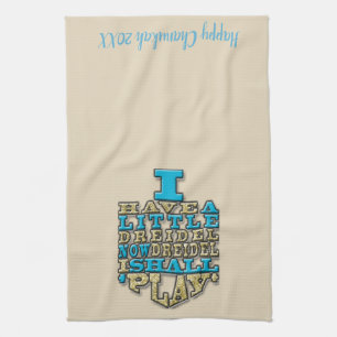 Serviette de cuisine "Chanukah/Dreidel Play, or/bl