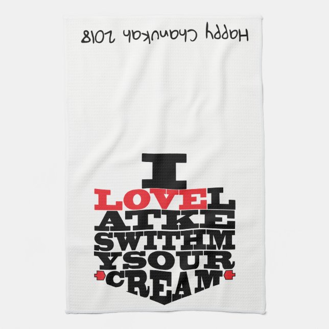 Serviette de cuisine "Chanukah/I Love Latkes" (Vertical)
