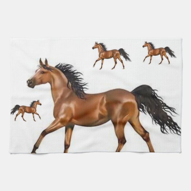 serviette de cuisine cheval brun (Horizontal)