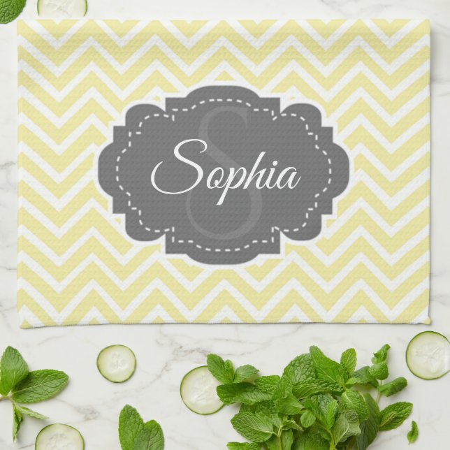 Serviette de cuisine Chevron jaune (Plié)