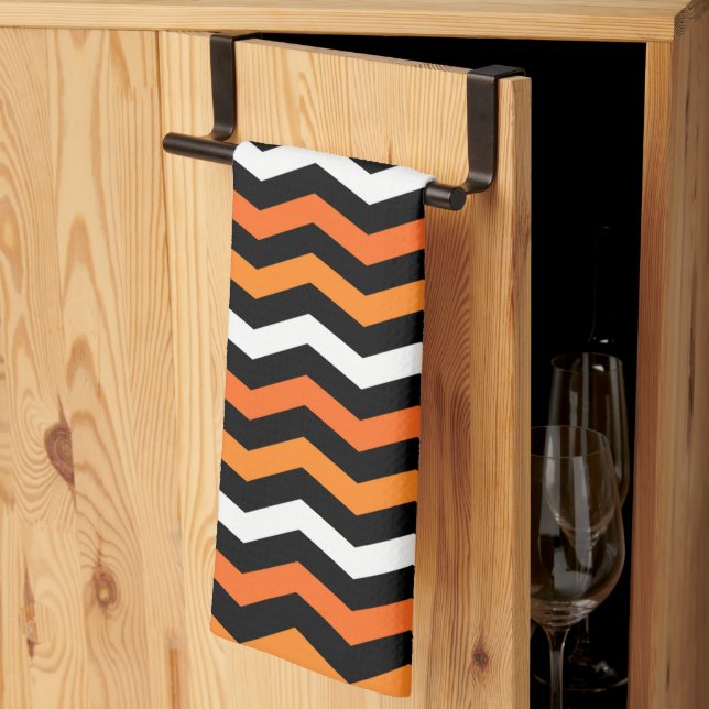 Serviette de cuisine Chevron Stripe Halloween (Pliage en tiers)