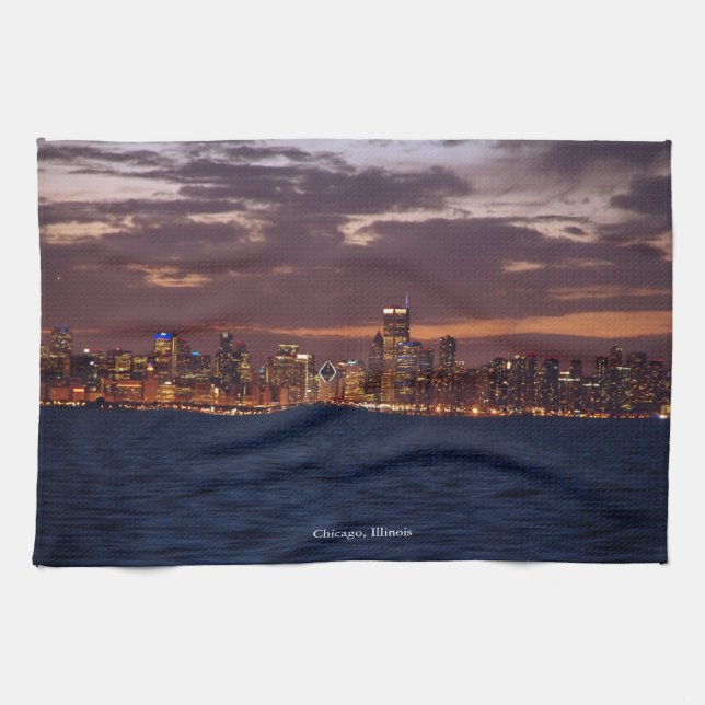 Serviette de cuisine Chicago Skyline (Horizontal)