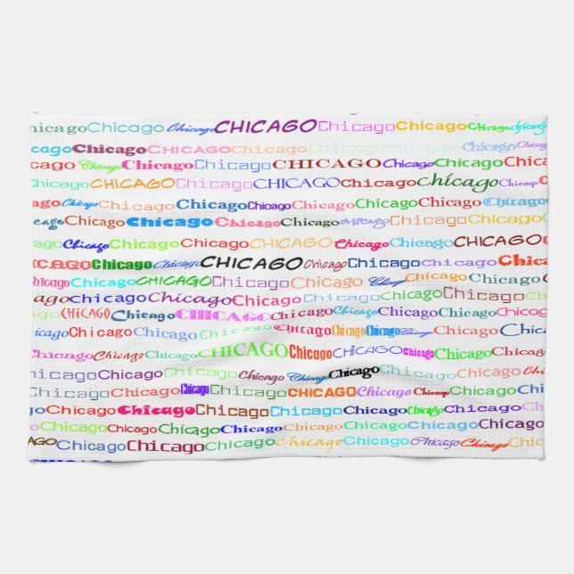 Serviette de cuisine Chicago Text Design II (Horizontal)