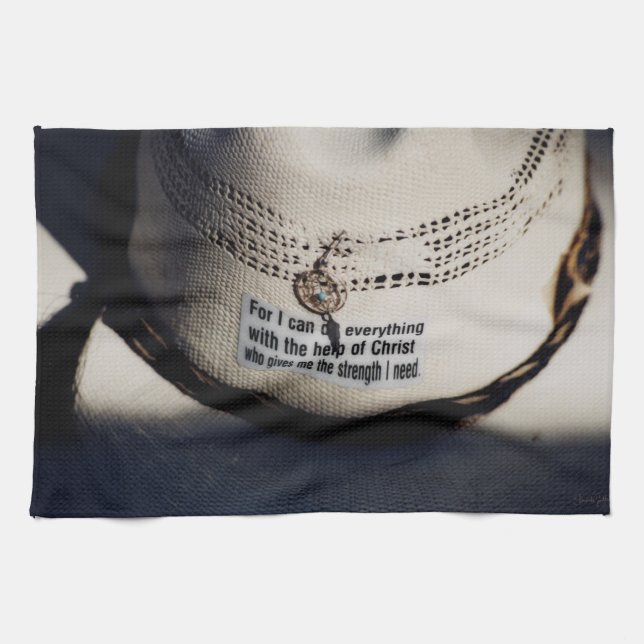 Serviette de cuisine chrétienne de cowboy (Horizontal)