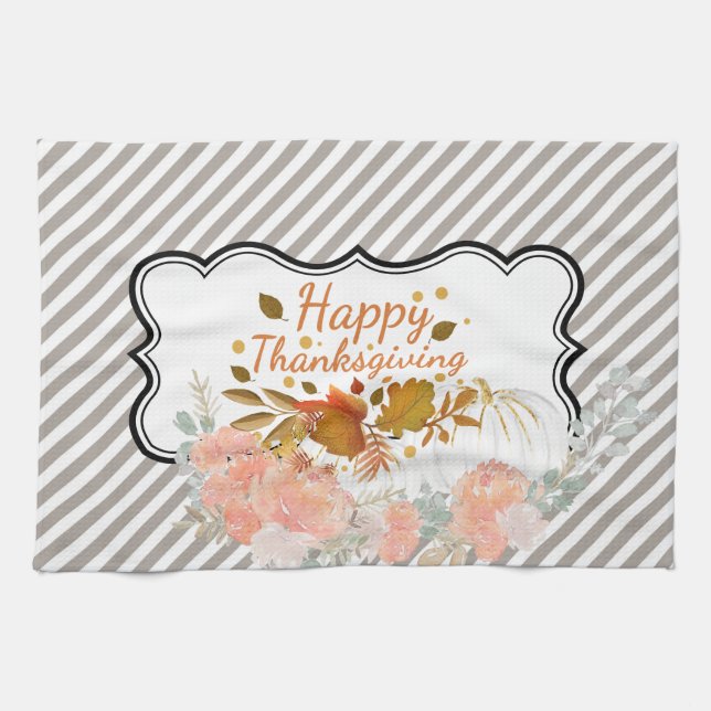  Serviette de cuisine Citrouille bon thanksgiving (Horizontal)