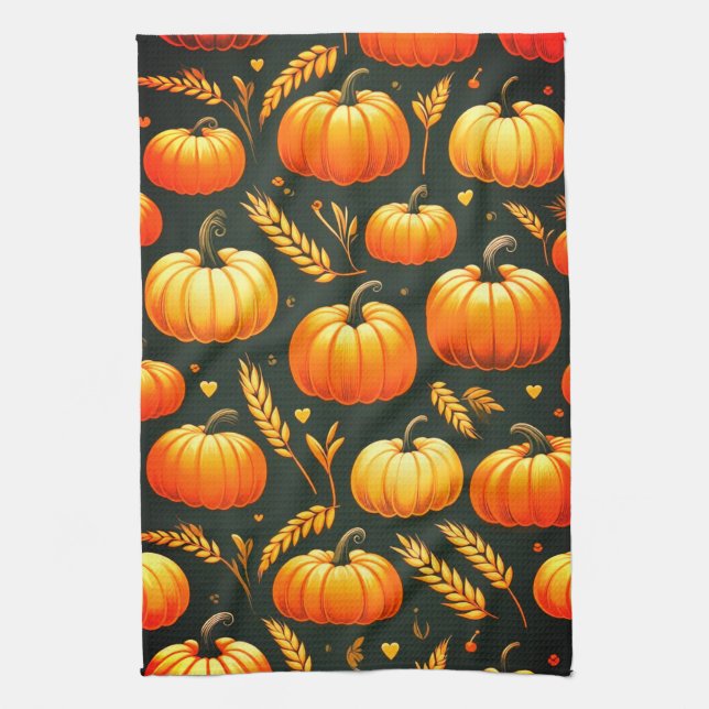 Serviette de cuisine citrouille et blé (Vertical)