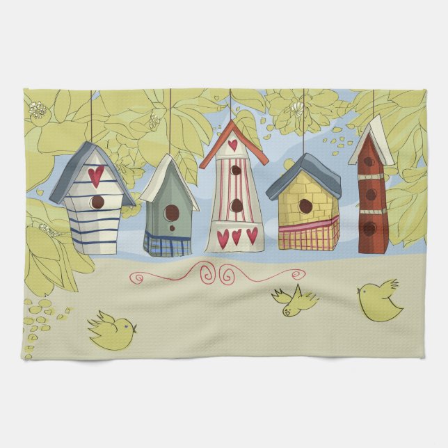 Serviette de cuisine colorée de volières, (Horizontal)