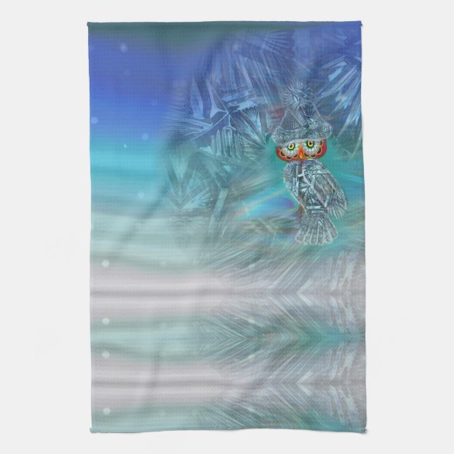 Serviette de cuisine cristallisée de hibou de mode (Vertical)
