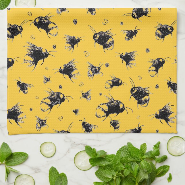 Serviette de cuisine - Cute Bee Tea Towel for Ever (Plié)