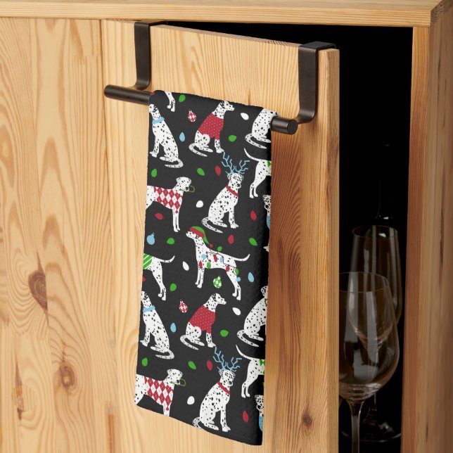 Serviette de cuisine dalmate de Noël (Pliage en tiers)