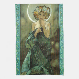 Serviette de cuisine d'Alphonse Mucha Clair De