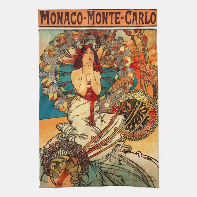 Serviette de cuisine d'Alphonse Mucha Monte Carlo (Vertical)