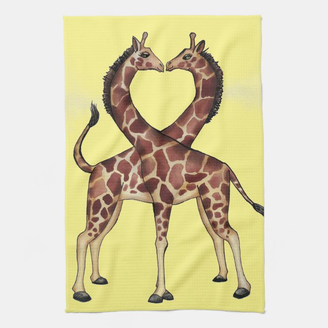 Serviette de cuisine d'amour de girafe (Vertical)