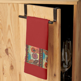 Serviette de cuisine d'art éthiopienne rouge