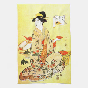 Serviette de cuisine d'art japonaise Vintage