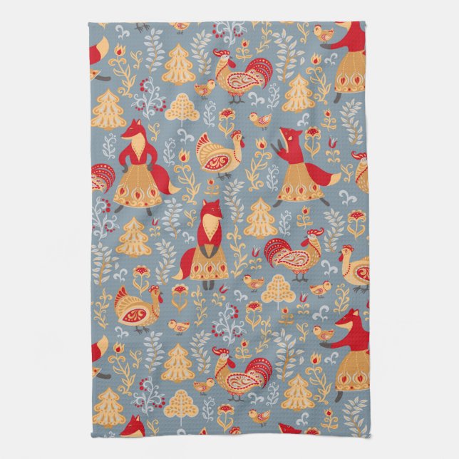Serviette de cuisine d'art populaire scandinave (Vertical)