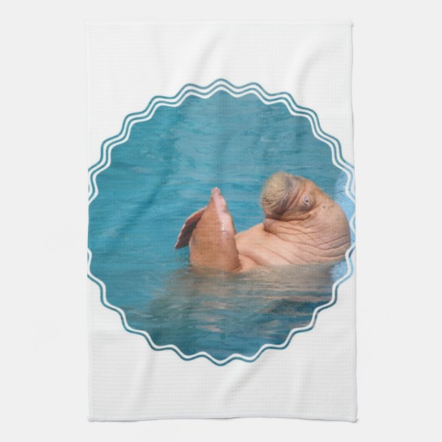 Serviette de cuisine de applaudissement de morse (Vertical)