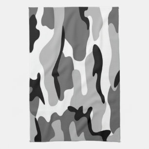 Serviette de cuisine de camouflage de gris et de