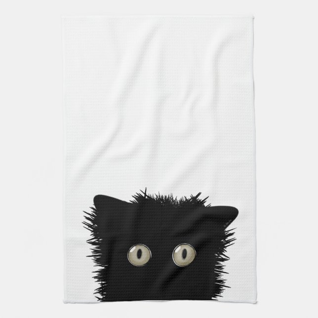 Serviette de cuisine de chat noir (Vertical)