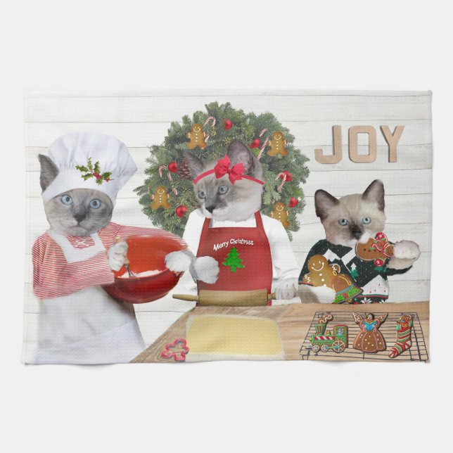 Serviette de cuisine de chaton de biscuit de Noël (Horizontal)