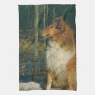 Serviette de cuisine de chien de colley